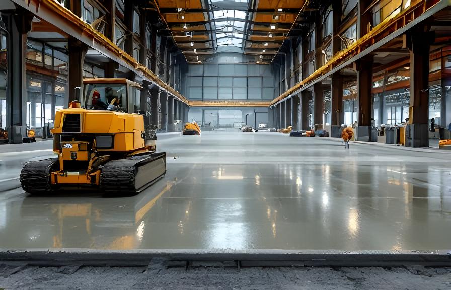 Pavimento de nave logística en Avellaneda con equipos de regla vibratoria y paños extensos de hormigón fresco